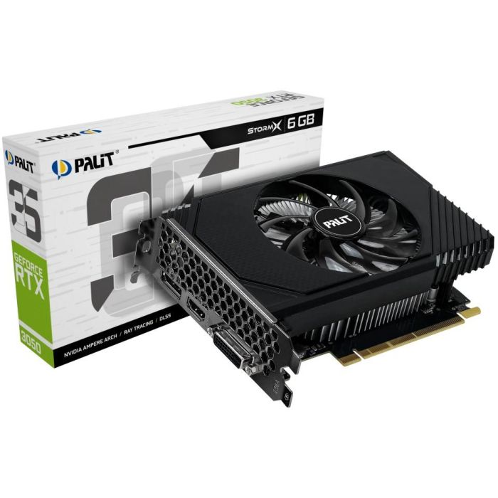 Palit RTX 3050 StormX 6GB GDDR6 1 Ventilador - Tarjeta Gráfica NVIDIA GeForce para Gaming PCI Express 4.0 6