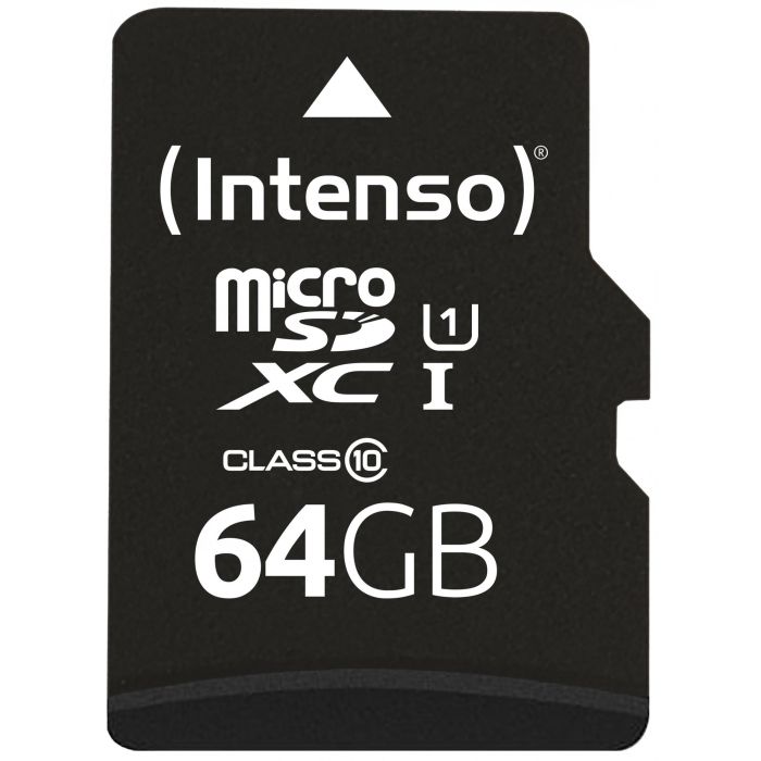Intenso 3424490 Tarjeta MicroSDXC de 64 GB, Clase 10, UHS-I (U1), Negra