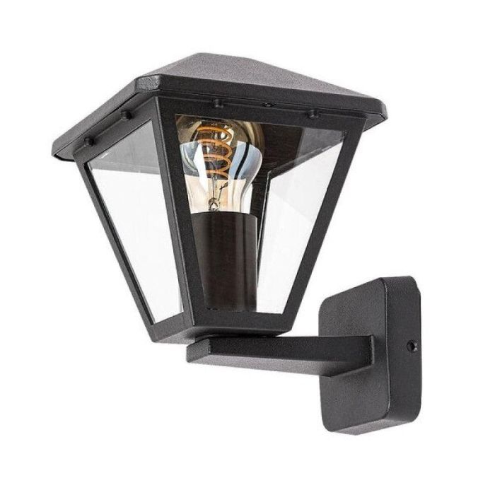 RABALUX RAB-7146 Aplique Exterior Paravento 1xE27 IP44 Negro Aluminio Cristal Transparente Clásico para Terraza 3