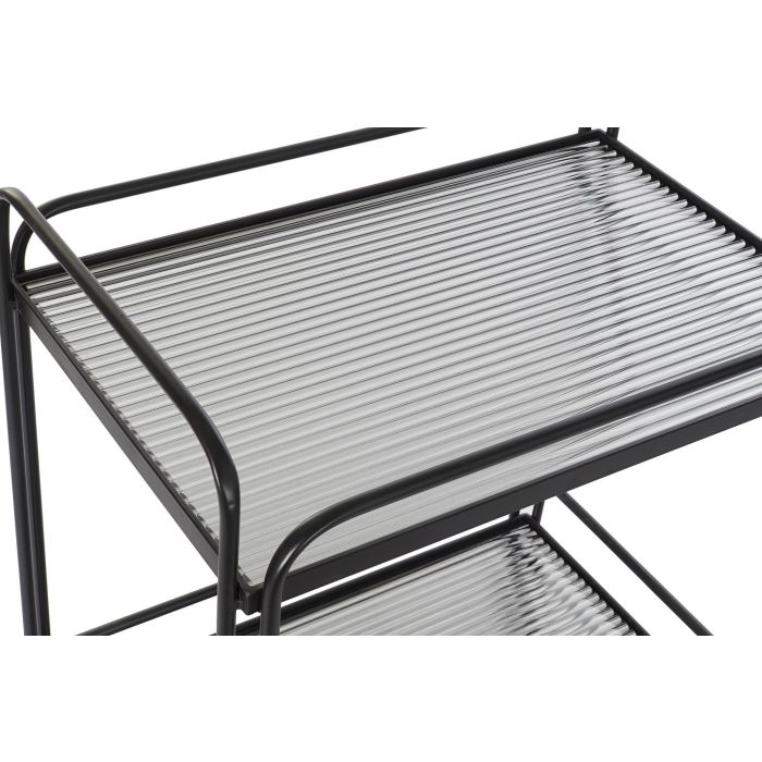 DKD Home Decor Camarera Loft de Metal y Cristal Negra 40.5 cm Largo x 75.5 cm Alto x 60.5 cm Ancho 1