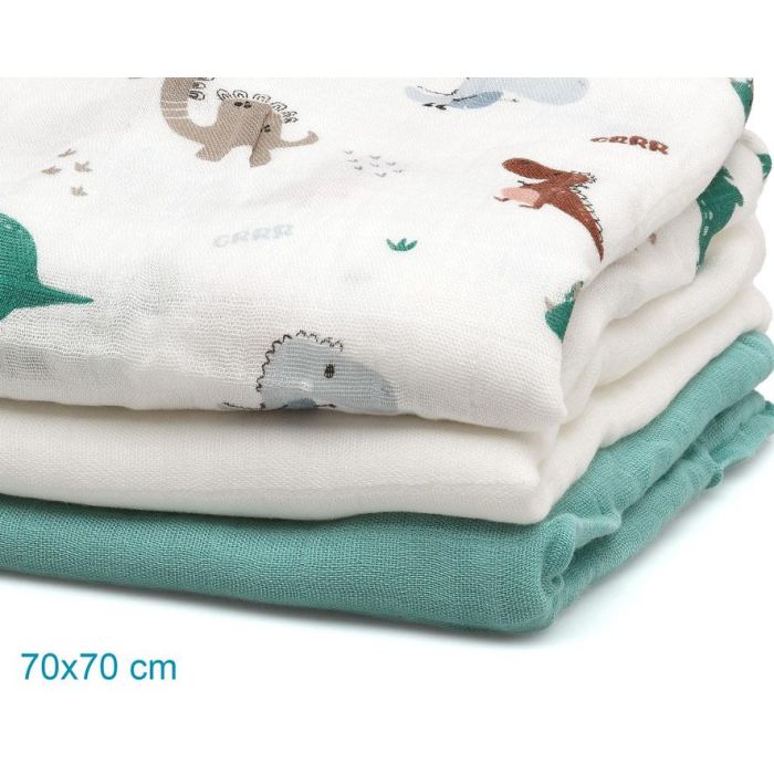 Muselina 70x70 cms Bambú Verde 3 Unidades 3 Muselina 70x70 cms Bambú Verde 3 Unidades 3