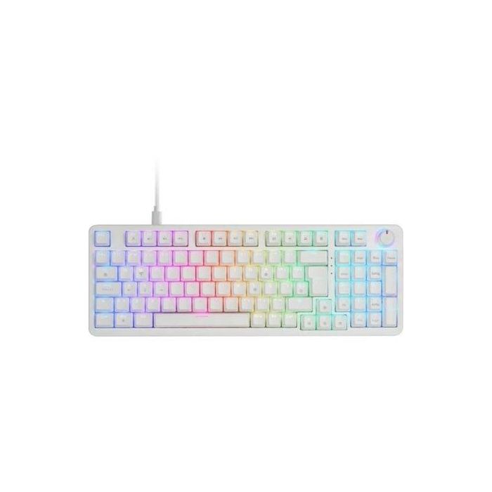 Mars Gaming MKPROWBES Teclado Gaming Mecánico Hot-Swap Switches Azules Clicky, RGB, Rueda Multimedia, Formato Completo, QuietCore, Blanco