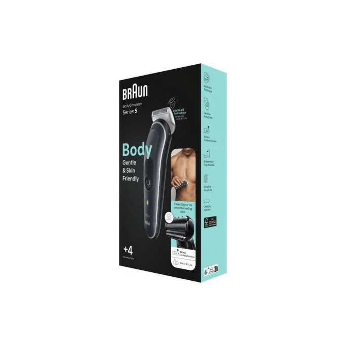 Braun BG5360 BodyGroomer Series 5 - Cortapelos/afeitadora corporal recargable para hombre, resistente al agua, uso seco/mojado, 4 accesorios 2