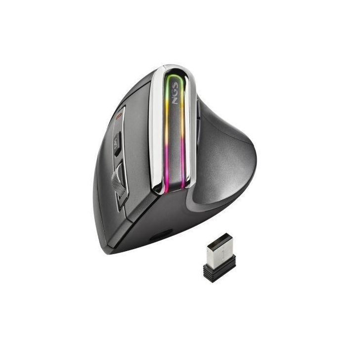 NGS Ratón Vertical EVO KARMA Inalámbrico, Ergonómico, Tecnología Multidispositivo, 5 Botones Silenciosos, 3200 DPI