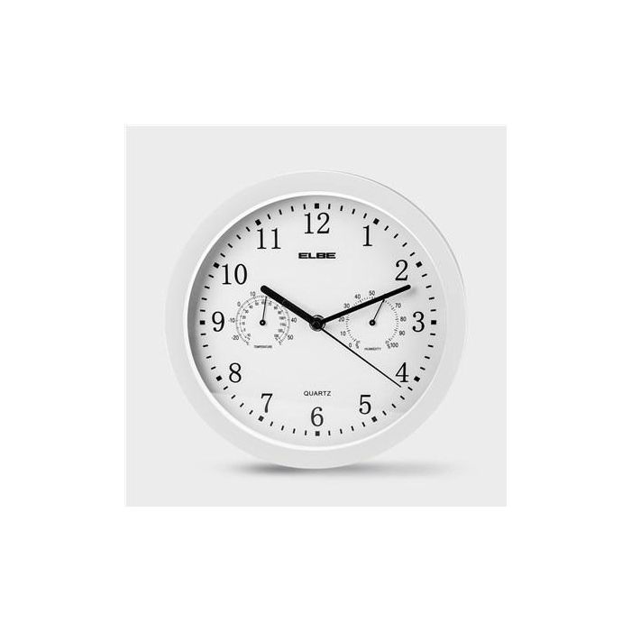 Elbe RP-2005-B Reloj de Pared con Temperatura y Humedad 25cm Blanco 1 Elbe RP-2005-B Reloj de Pared con Temperatura y Humedad 25cm Blanco 1