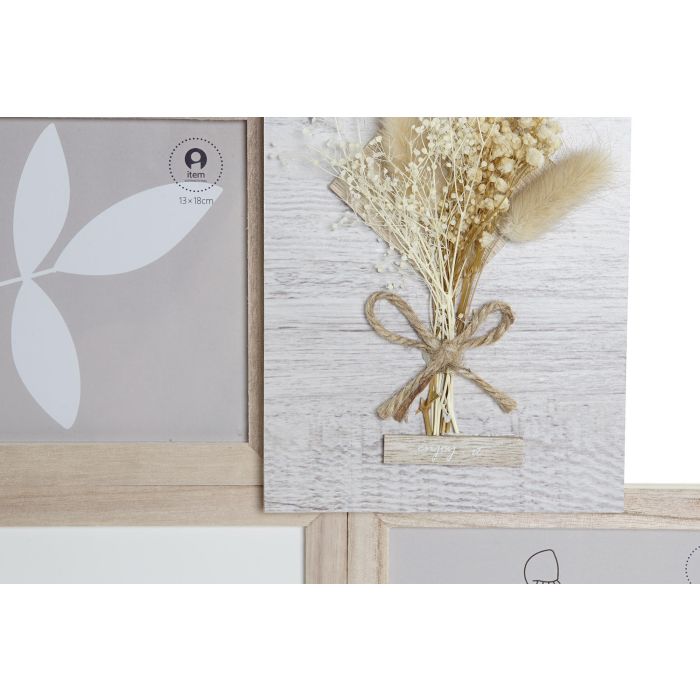 DKD Home Decor Marco Multifoto Shabby Natural para 5 fotos, 53x39.5 cm, de Madera Paulownia y Cristal 1