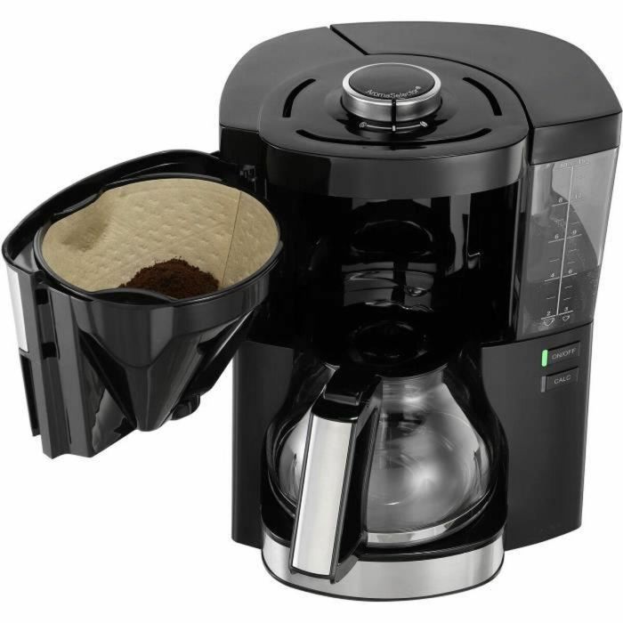 Melitta 1025-06 Cafetera de Filtro Look V Perfección, AromaSelector, 10 Tazas, Antigoteo, Depósito Extraíble, Acero Inoxidable, Negra 1