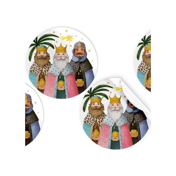 Etiquetas Regalo Adh. Rollo 250 Uds. Redondas Ø 40 Navidad Reyes Magos