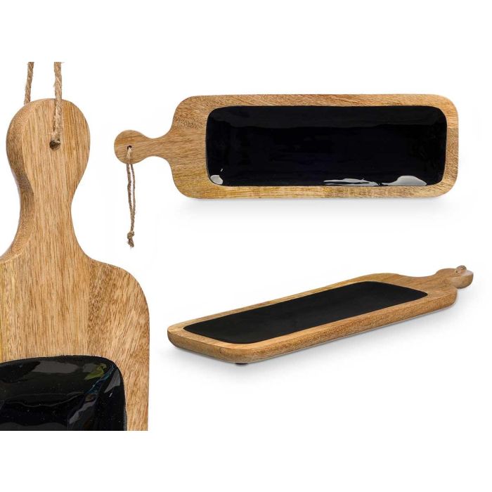 Bandeja rectangular con asa de madera mango negro Giftdecor 50x14 cm (6 Unidades) Bandeja rectangular con asa de madera mango negro Giftdecor 50x14 cm (6 Unidades)