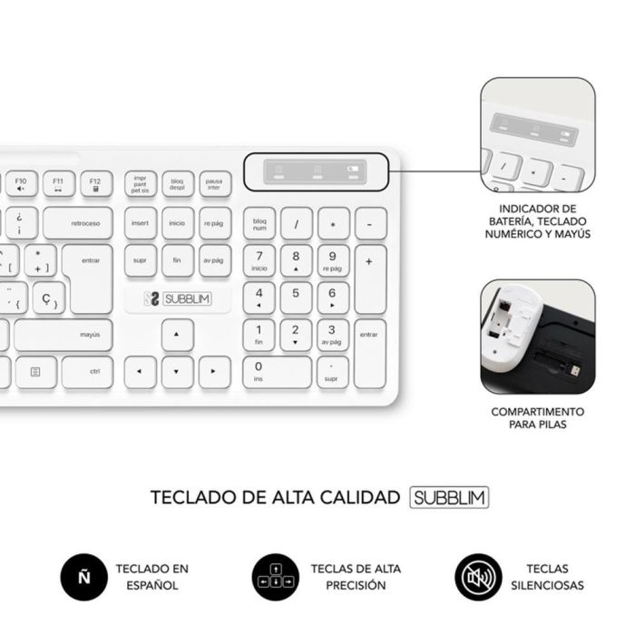 SUBBLIM SUBKBC-CSSW11 teclado Ratón incluido Universal RF inalámbrico QWERTY Español SUBBLIM SUBKBC-CSSW11 teclado Ratón incluido Universal RF inalámbrico QWERTY Español