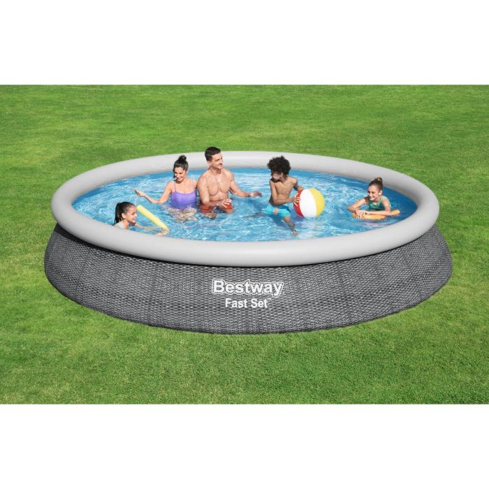 Bestway Piscina Hinchable Adulto Aro Ratan con Depurador 475x84 cm Jardin 57313 12