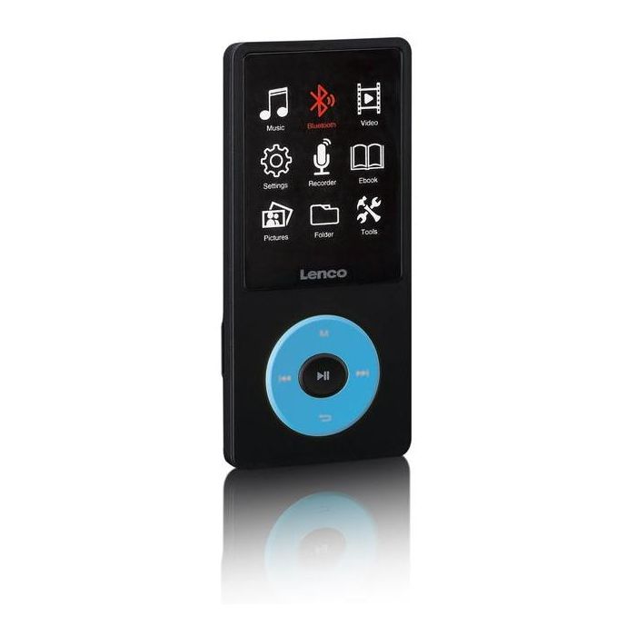 Lenco Xemio-860BU Reproductor MP3 8GB con Pantalla LCD, Bluetooth 5.3 y Auriculares, Negro/Azul 1