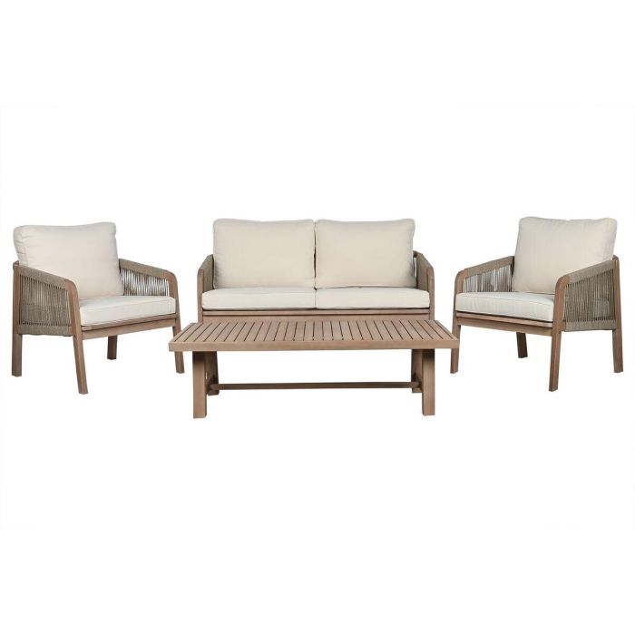 Conjunto de Mesa con 3 Sillones Home ESPRIT Marrón Cuerda Acacia 138 x 79 x 83 cm