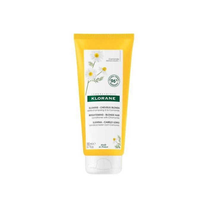Klorane Acondicionador Desenredante y Reparador A la Camomila para Cabello Rubio y Castaño Claro, Ilumina y Reaviva Reflejos 200 ml