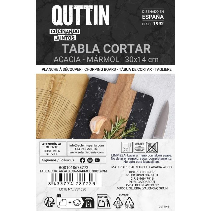 Tabla Cortar Acacia-Marmol 30X14Cm Quttin (12 Unidades) 4