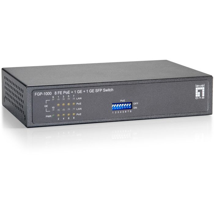 Switch 8x FE FGP-1000 1xGE 1xGSFP 120W 8xPoE