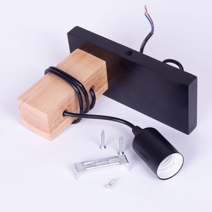 Aplique de Pared Elle SKD-W6000 Negro y Madera con Cable Colgante | Diseño Moderno Vintage | Ideal para Luz de Lectura en Dormitorios 4 Aplique de Pared Elle SKD-W6000 Negro y Madera con Cable Colgante | Diseño Moderno Vintage | Ideal para Luz de Lectura en Dormitorios 4