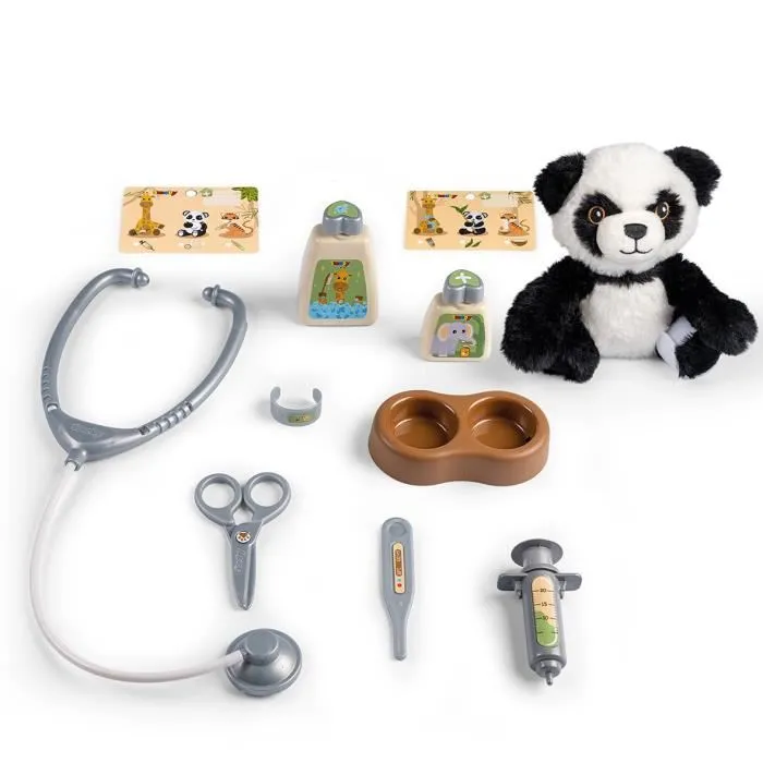Smoby Maletín Veterinario 2 en 1 SMO3032163403036 con Peluche Panda y Accesorios, Transportable, Fabricación Francesa 1