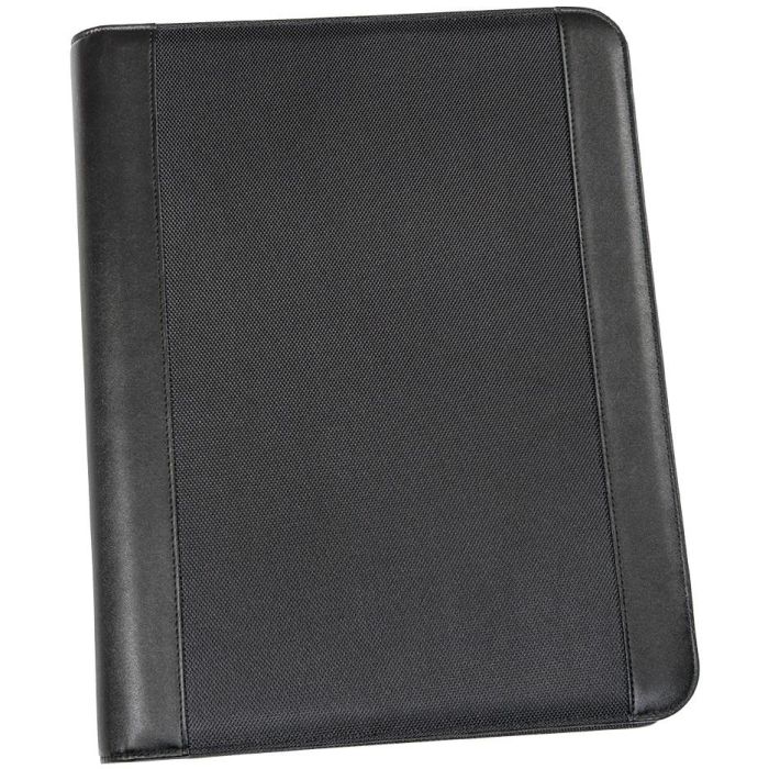 GENIE 12444 Conferencia Frankfurt A4 Cuero/Nylon Negro, Carpeta con Cremallera, 375x640mm