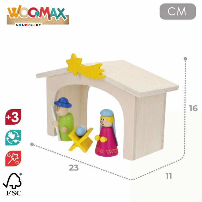 Belén de Navidad Woomax Madera plywood 23 x 16 x 11 cm (4 Unidades) 3 Belén de Navidad Woomax Madera plywood 23 x 16 x 11 cm (4 Unidades) 3