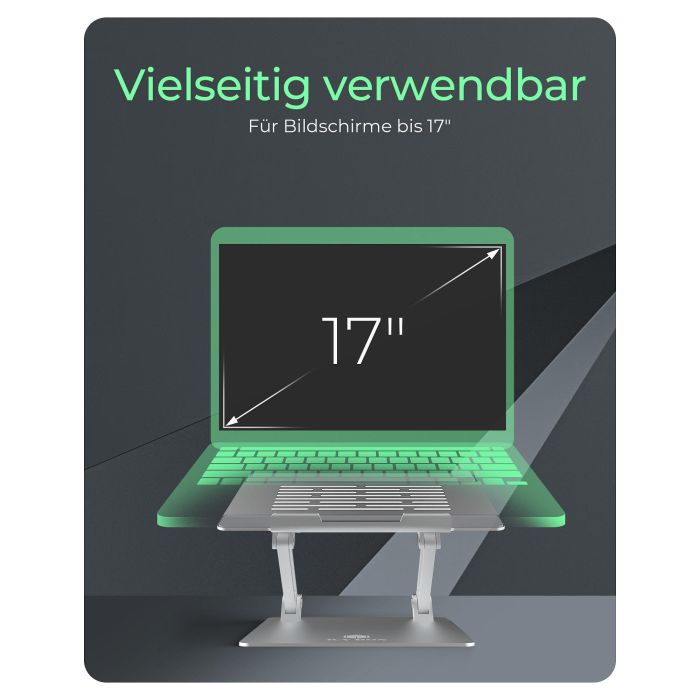 ICY BOX IB-NH300 Soporte para Ordenador Portátil hasta 17" Plata Aluminio 6