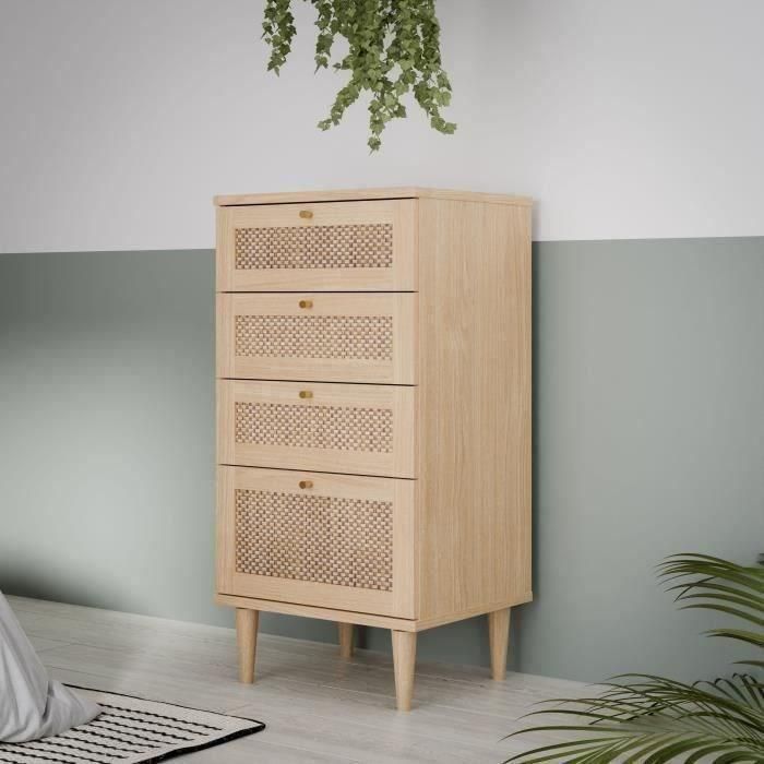 CALASETTEA CQSK311D95D Cómoda 4 Cajones Decoración Roble 50,4 x 41,4 x 108,8 cm