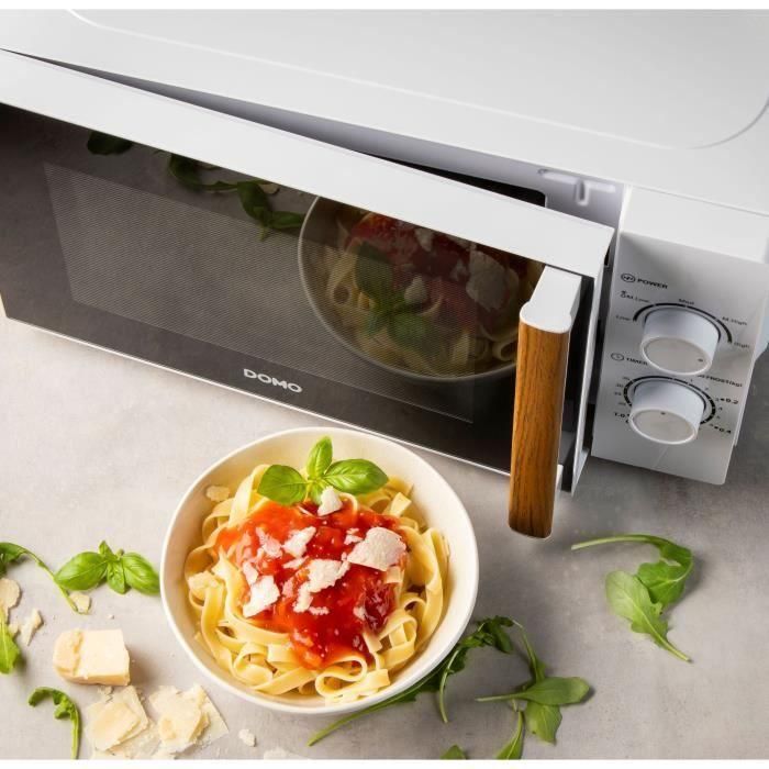 Horno microondas DOMO DO2720 - 20L - 700W - Temporizador 35 min - Función descongelación - L44 x P35,8 x H 25,8 cm - Acabado en madera blanca 5 Horno microondas DOMO DO2720 - 20L - 700W - Temporizador 35 min - Función descongelación - L44 x P35,8 x H 25,8 cm - Acabado en madera blanca 5