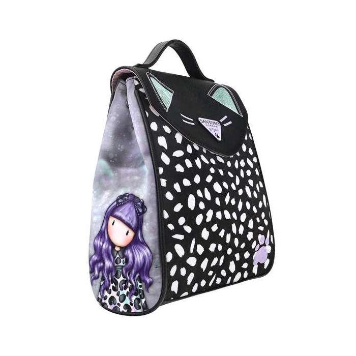 Mochila Casual Gorjuss Smitten kitten Negro Blanco (23 x 11 x 27 cm)