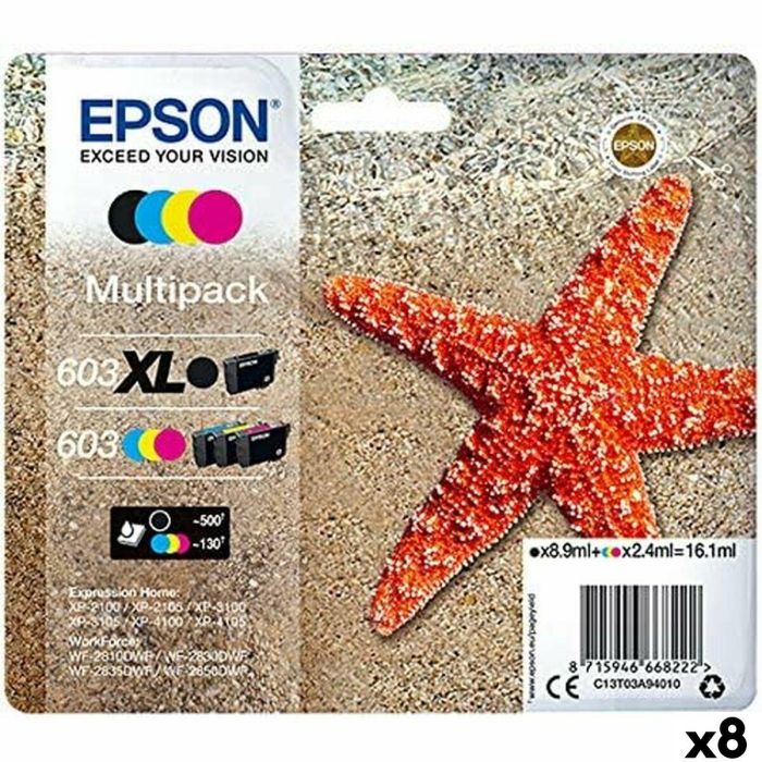Cartucho de Tinta Original Epson Negro/Cian/Magenta/Amarillo (8 Unidades) 2 Cartucho de Tinta Original Epson Negro/Cian/Magenta/Amarillo (8 Unidades) 2