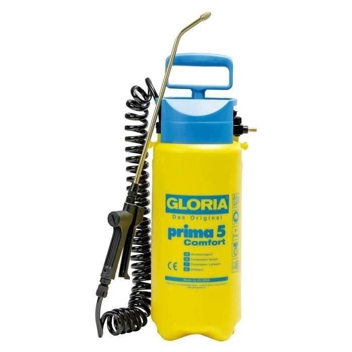 GLORIA - Prima 5 Comfort - Pulverizador a presión 5L con lanza y boquilla de latón y manguera espiral 2m50 1 GLORIA - Prima 5 Comfort - Pulverizador a presión 5L con lanza y boquilla de latón y manguera espiral 2m50 1