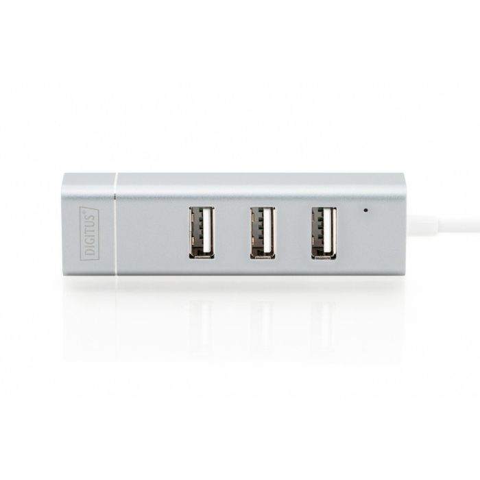 Digitus Adaptador USB 2.0 a RJ45 Ethernet y Hub de 3 Puertos, Conexión Type-C, Aluminio 4