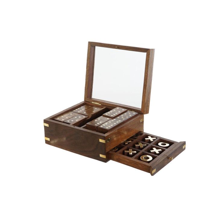 DKD Home Decor Set de 3 Juegos de Mesa Colonial: Dominó y Tres en Raya de Madera Sheesham y Cristal, Marrón 15x15x7 cm 0 DKD Home Decor Set de 3 Juegos de Mesa Colonial: Dominó y Tres en Raya de Madera Sheesham y Cristal, Marrón 15x15x7 cm 0