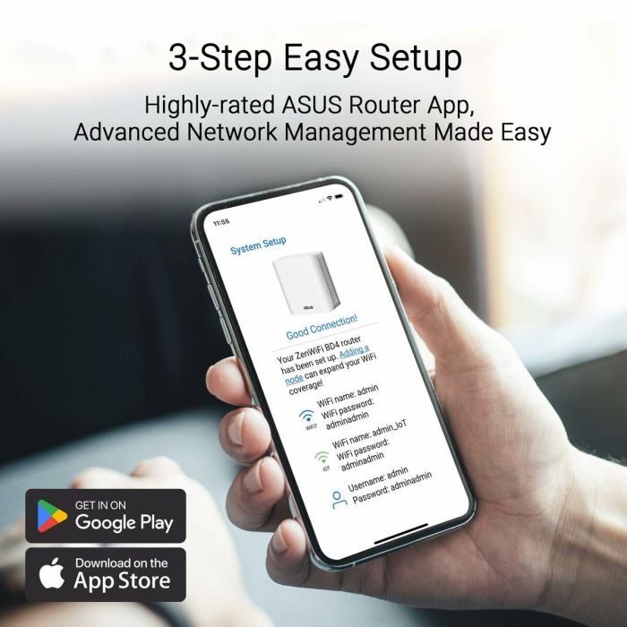 ASUS ZenWiFi BD4 (2-pack) Sistema WiFi Malla Doble Banda Wi-Fi 7 (802.11be) 2882 Mbps Color Blanco Antenas Internas 20
