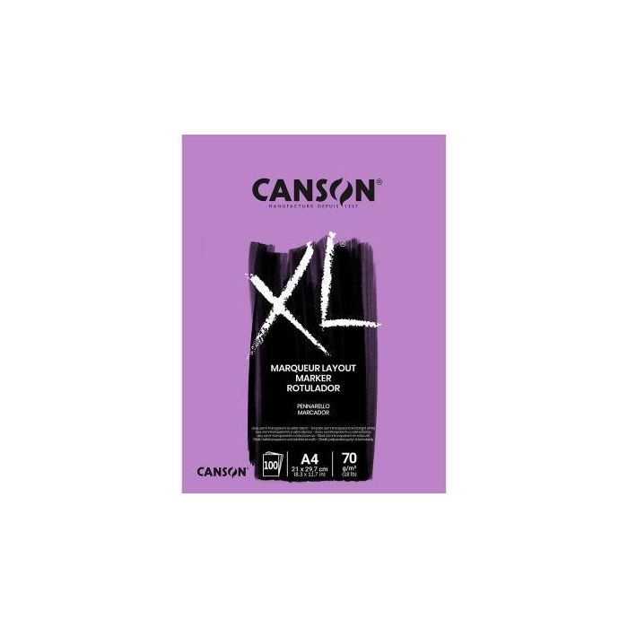 Bloc De Dibujo Canson Xl Marker Encolado Extra Liso A4 70G 100H