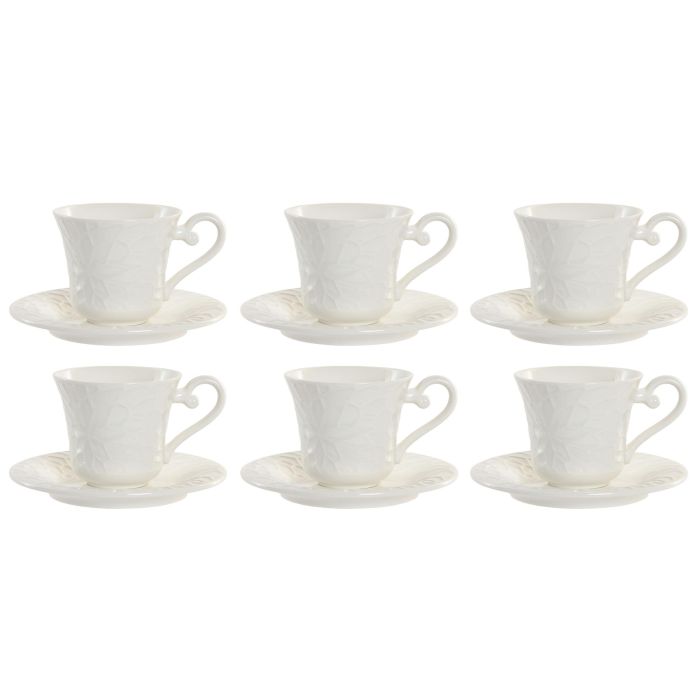 Juego de Tazas de Café Home ESPRIT Blanco Bambú Porcelana 200 ml 2 Juego de Tazas de Café Home ESPRIT Blanco Bambú Porcelana 200 ml 2