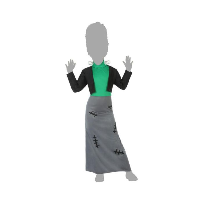 Disfraz de Halloween Niña Frankenstein Infantil 3-4 Años - Chaqueta, Vestido y Accesorio para el Cuello 2