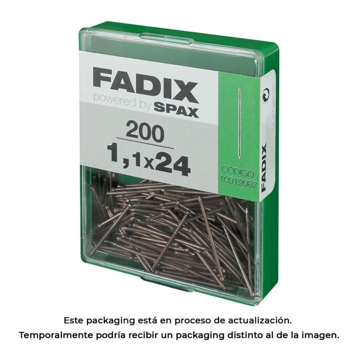 Caja m 200 unid. clavo moldura acero 1,1x24mm fadix