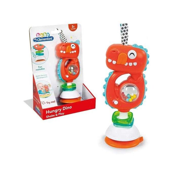 Sonajero musical dinosaurio con ventosa para sujetar en cualquier base 7x15x22 cm 12