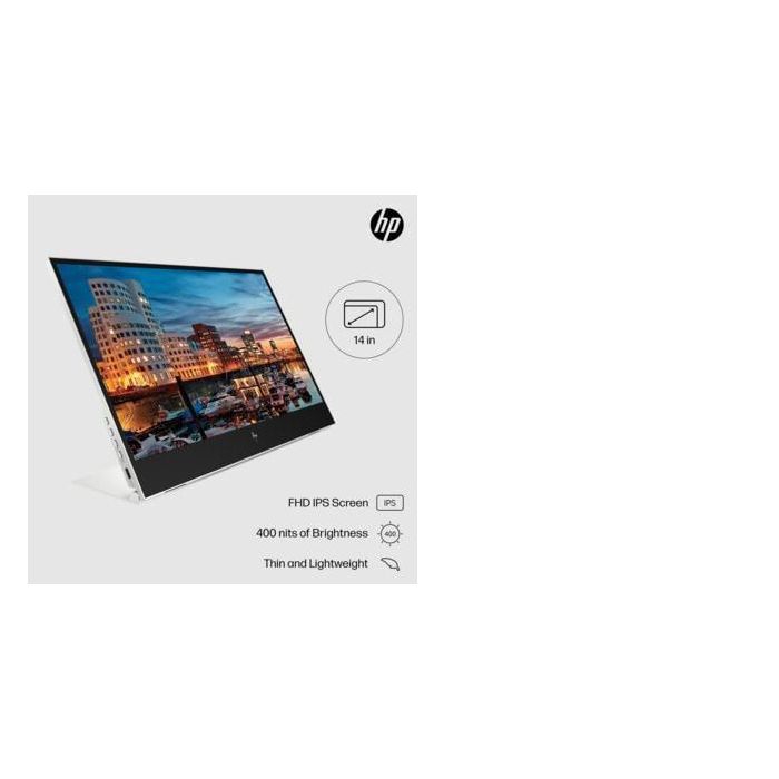 HP E14 G4 Monitor Portátil con Conexión USB-C, Pantalla Extra Brillante y Soporte Abatible para Máxima Productividad y Trabajo Flexible 22