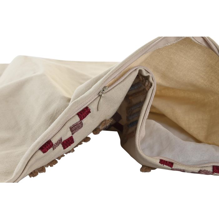 DKD Home Decor Funda Cojín Beige 50x50 cm Poliéster con Cremallera Oculta Lavado en Seco 3