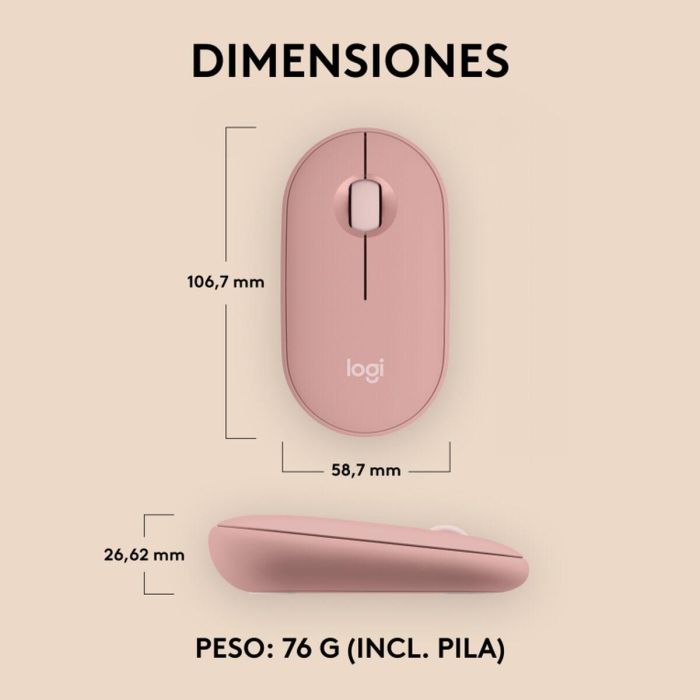 Logitech Ratón Inalámbrico Pebble Mouse 2 M350S, Ambidiestro, Plástico Reciclado, Bluetooth, 400-4000 DPI 3 Logitech Ratón Inalámbrico Pebble Mouse 2 M350S, Ambidiestro, Plástico Reciclado, Bluetooth, 400-4000 DPI 3