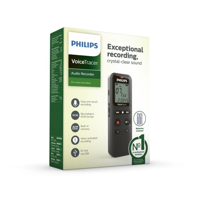 PHILIPS Grabadora Digital 8GB Memoria Interna y Conexion USB