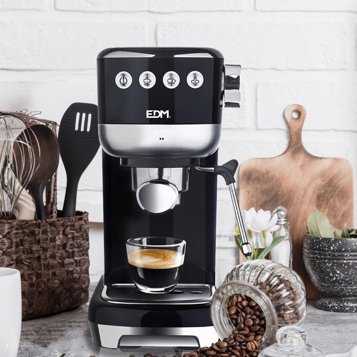 Edm Cafetera espresso de 20 bares, 1.3L, función parada automática, vaporizador, bandeja recoge gotas desmontable 6 Edm Cafetera espresso de 20 bares, 1.3L, función parada automática, vaporizador, bandeja recoge gotas desmontable 6