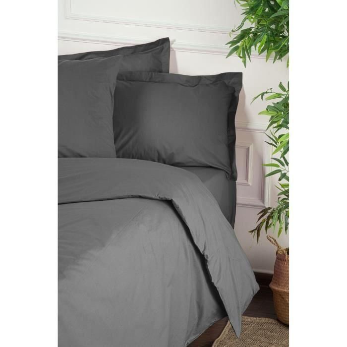 Juego de cama ASI8684282599425 - 1 funda nórdica 220x240 cm + 2 fundas almohada 60x60 cm - 100% algodón reforzado Antracita 1 Juego de cama ASI8684282599425 - 1 funda nórdica 220x240 cm + 2 fundas almohada 60x60 cm - 100% algodón reforzado Antracita 1