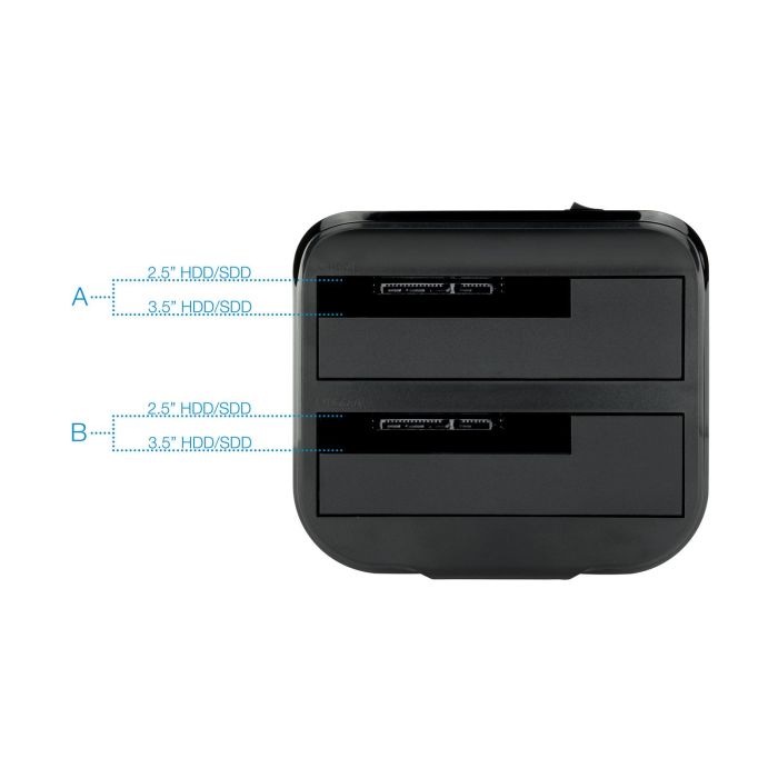 TooQ TQDS-802 Dock Station para 2 Discos Duros SATA 2.5 y 3.5 pulgadas, USB 3.0 (5 Gbit/s), Función Clonación OTB, Negro 2