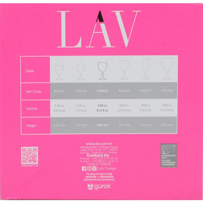 Lav Set 6 Copas Agua 260 cc Misket (4 Cajas)