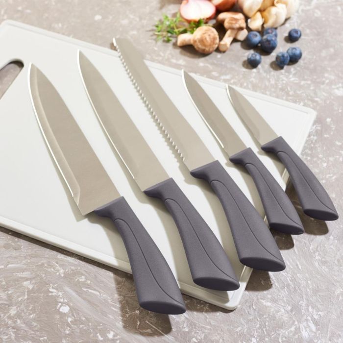 Day Juego De 5 Cuchillos Chef, Pan, Cocina, Vegetales Y Hierbas con Hoja De Acero Inoxidable Y Mango De Plástico 1