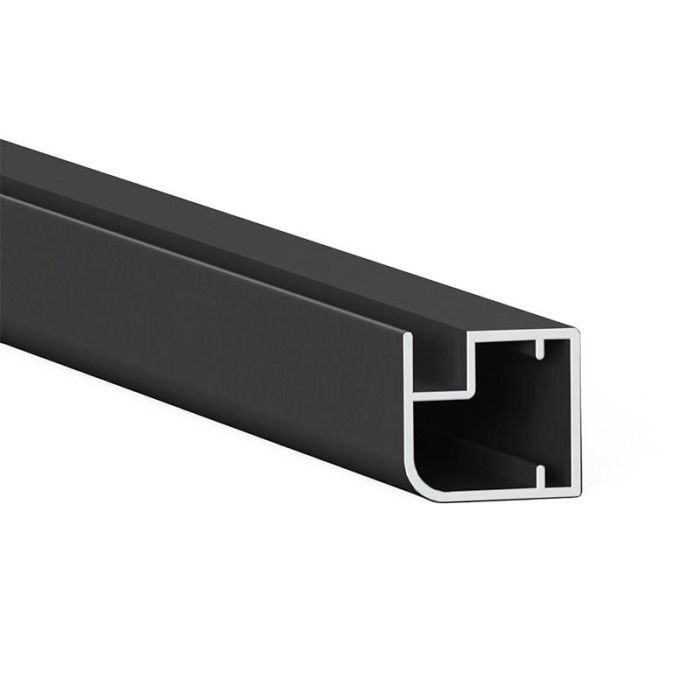 Herrajes Alk Nadir.2020 - Perfil de Aluminio para Vitrinas 3,25M Negro Mate (5 Unidades) Sin Junquillo