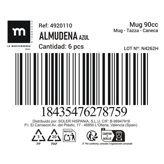 Taza Azul Almudena 90 cc - Inde (36 Unidades) 2 Taza Azul Almudena 90 cc - Inde (36 Unidades) 2