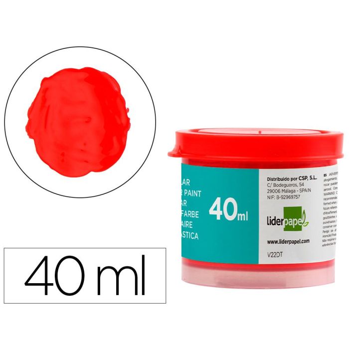 Tempera Liderpapel Escolar 40 mL Rojo 5 unidades